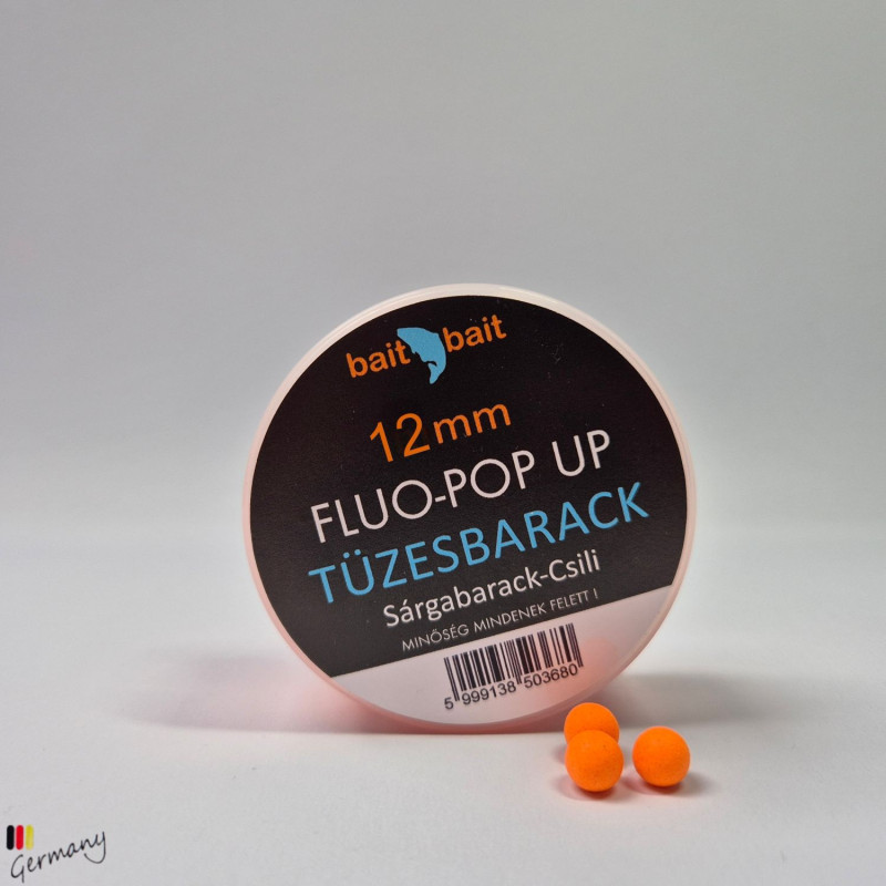 Fluo Pop Up Boilie (12mm): Tüzes Barack -  30g
